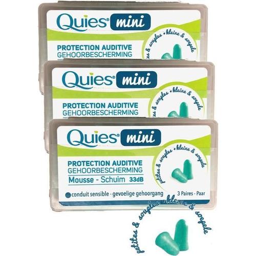 Quies - Quies protection auditive mini mousse 3 paires - Bouchons anti bruit pour conduit sensible - Lot de 3 Boites de 3 Paires,187