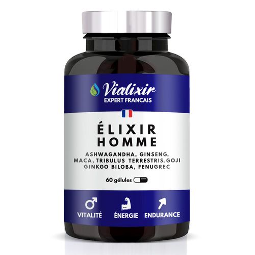 Stimulant Puissant Pour Homme | Vitalité Energie Endurance | Ashwagandha, Maca Bio, Ginseng Rouge, Tribulus Terrestris, Fenugrec | 60 Gélules |100% Naturel Fabriqué En France 