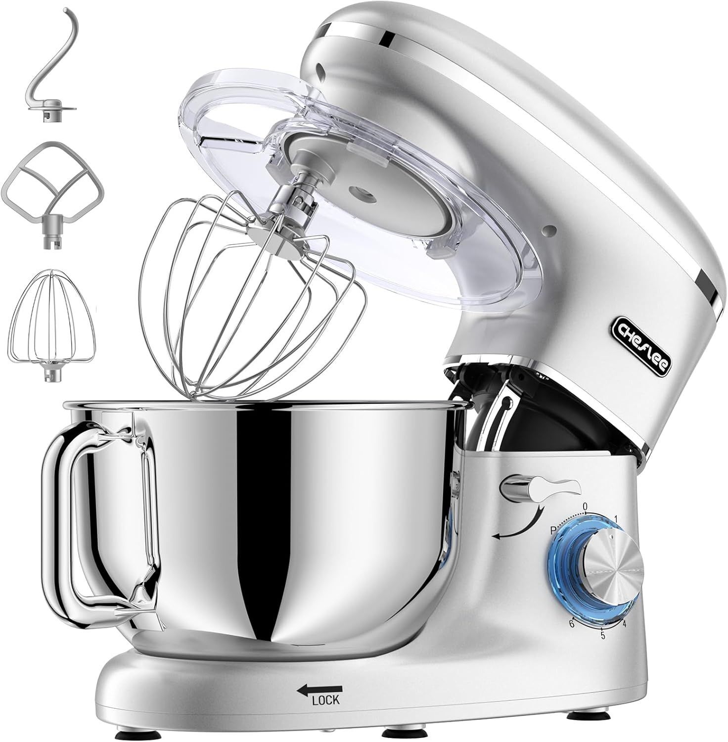 Robot Pâtissier, 2000W Robot Pétrin, 6.2 L Robot De Cuisine Multifo...