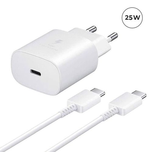 Chargeur Rapide 25w Usb-C + Câble Usb-C Vers Usb-C Pour Sony Xperia 5 Ii 6.1" Couleur Blanc