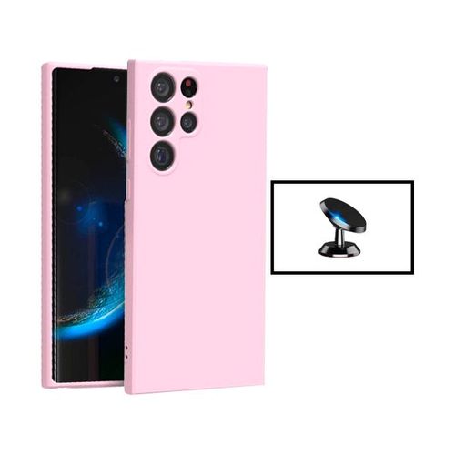 Kit De Voiture Magnétique De Voiture + Cas De Silicone Liquide Phonecare Pour Samsung Galaxy S24 Ultra 5g - Rose