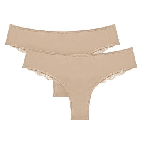 Triumph Femme String Brésilien, Lot De 2 - Lovely Micro, Dentelle, Microfibre, Uni Nude Xl (X-Large)