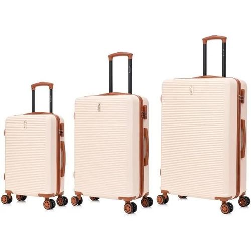 Celims France France - Set Valise Rigide 3 Pièces | Cabine + Moyenne + Grande Taille | 55x35x25 cm + 65cm + 75cm | Valise Lot de 3 | Corail