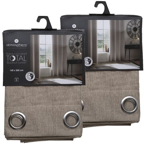 Lot De 2 Rideaux De Salon Occultants - 140 X 260 Cm - Beige