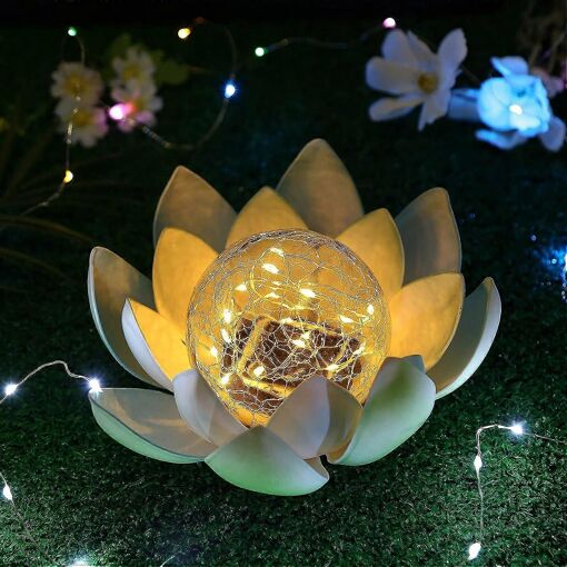 Lampe solaire en forme de fleur de lotus, lanterne solaire