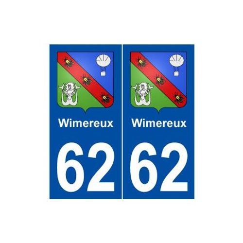 62 Wimereux Blason Autocollant Plaque Stickers Ville - Couleur : Droits - Angles : Droits