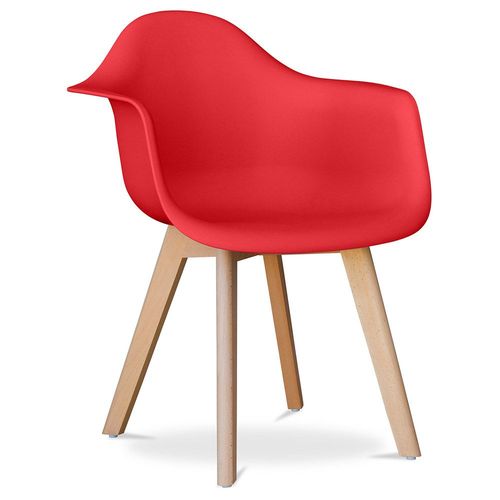 Chaise De Salle À Manger Avec Accoudoirs - Style Scandinave - Amir Rouge