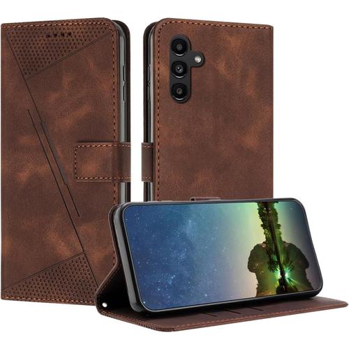 Mo-Bte Etui Coque Pour Samsung Galaxy A13 5g, Coque De Telephone En Cuir De Première Qualité [Pochette De Portefeuille] Porte Carte Magnétique Compatible Avec Coque Samsung A13 5g - Marron