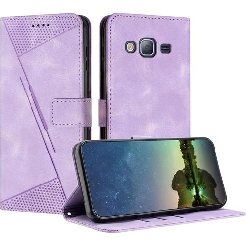 Mo-Bte Etui Coque Pour Samsung Galaxy J3 2016 / J310, Coque De Telephone En Cuir De Première Qualité [Pochette De Portefeuille] Porte Carte Compatible Avec Coque Samsung J3 2016/ J310 - Violet