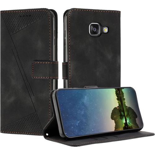 Mo-Bte Etui Coque Pour Samsung Galaxy A510 / A5 2016, Coque De Telephone En Cuir De Première Qualité [Pochette De Portefeuille] Porte Carte Compatible Avec Coque Samsung A510/A5 2016 - Noir