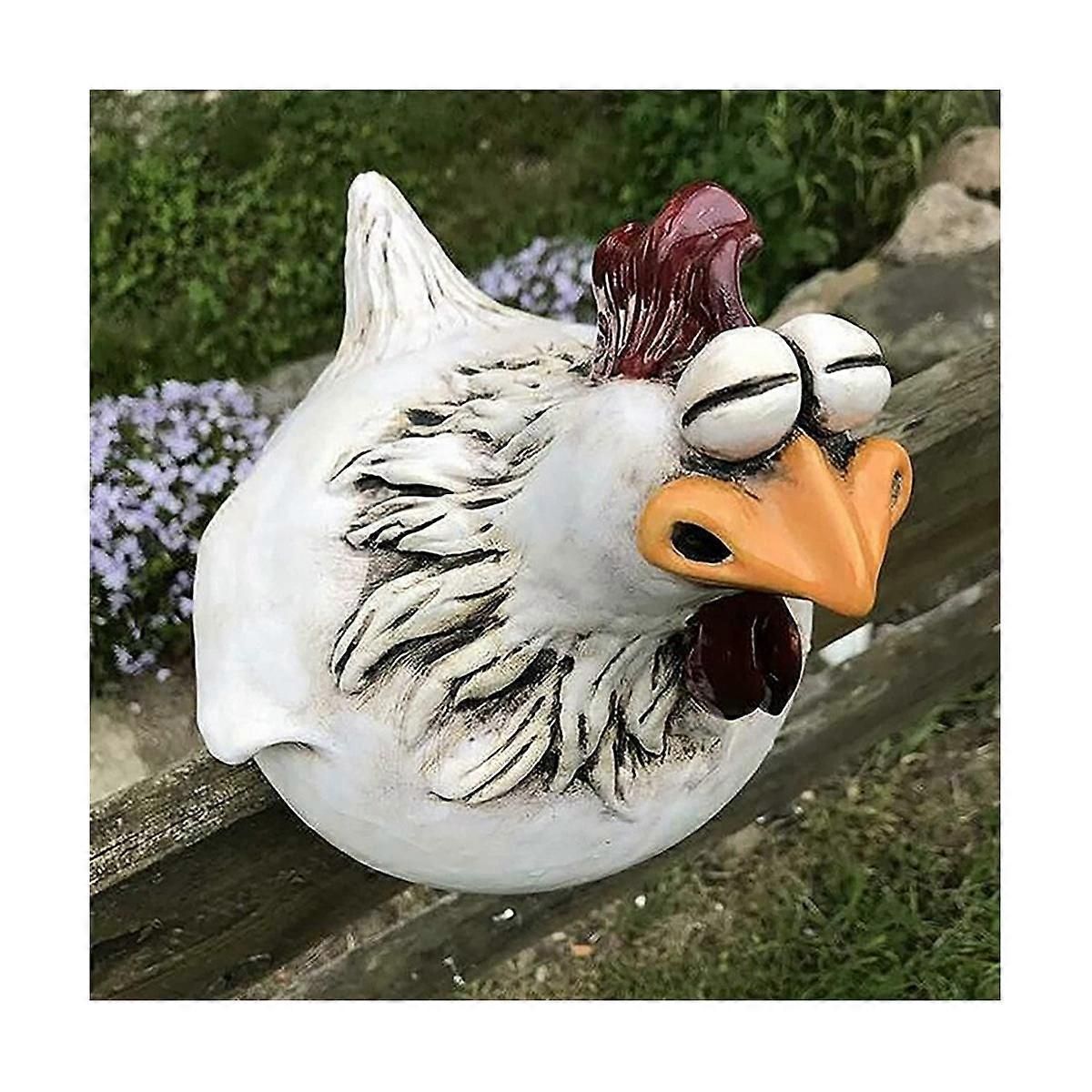 Poulet assis sur clôture Decor jardin Statues pour clôtures coq Sta...