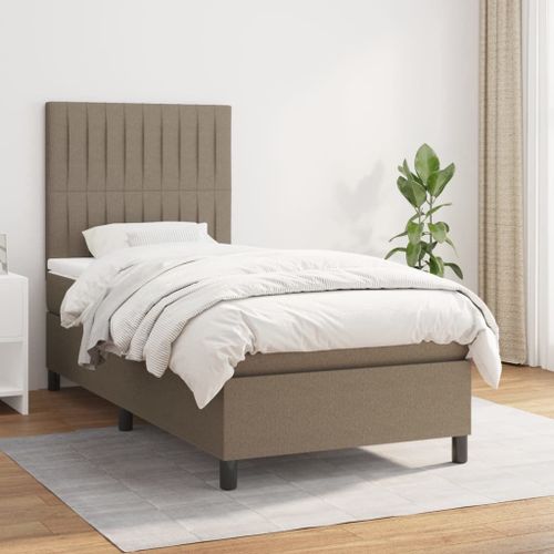 Vidaxl Lit À Sommier Tapissier Avec Matelas Taupe 100x200 Cm Tissu