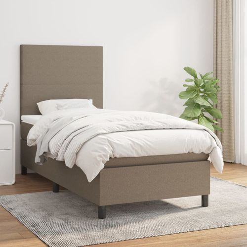 Vidaxl Lit À Sommier Tapissier Avec Matelas Taupe 100x200 Cm Tissu