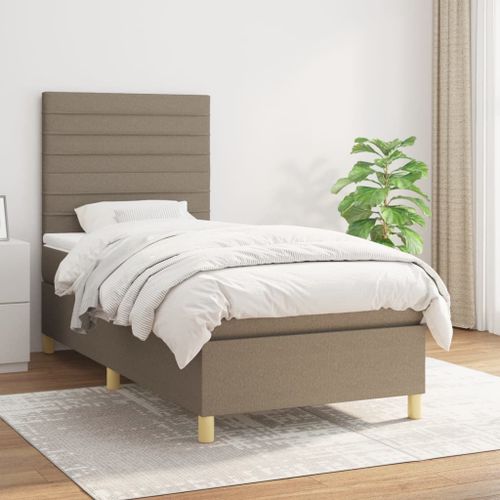 Vidaxl Lit À Sommier Tapissier Avec Matelas Taupe 100x200 Cm Tissu