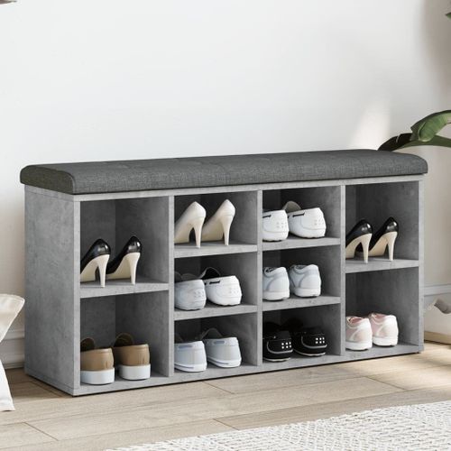Vidaxl Banc À Chaussures Gris Béton 102x32x50 Cm Bois D'ingénierie