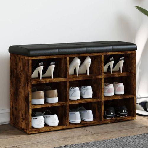 Vidaxl Banc À Chaussures Chêne Fumé 82x32x50 Cm Bois D'ingénierie