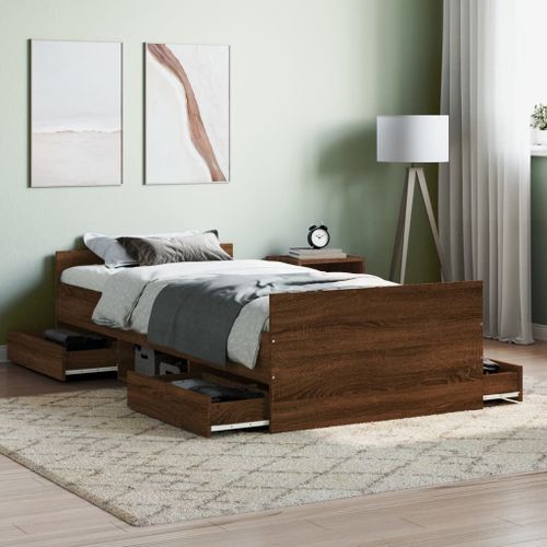 Vidaxl Cadre De Lit Tête De Lit Et Pied De Lit Chêne Marron 90x190 Cm