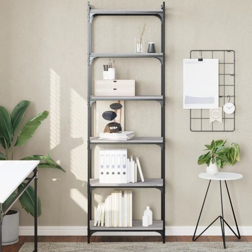 Vidaxl Bibliothèque 6niveaux Sonoma Gris 60x30x188cm Bois D'ingénierie
