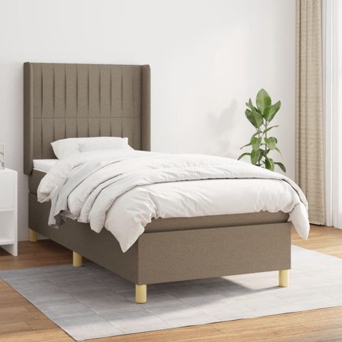 Vidaxl Lit À Sommier Tapissier Avec Matelas Taupe 100x200 Cm Tissu