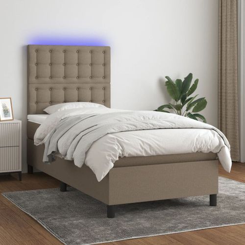 Vidaxl Sommier Tapissier Avec Matelas Et Led Taupe 100x200 Cm Tissu