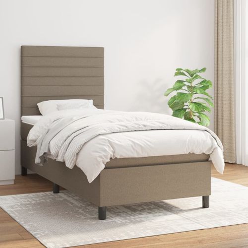 Vidaxl Lit À Sommier Tapissier Avec Matelas Taupe 100x200 Cm Tissu