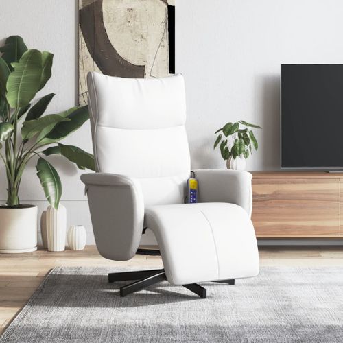 Vidaxl Fauteuil Inclinable De Massage Repose-Pieds Blanc Similicuir
