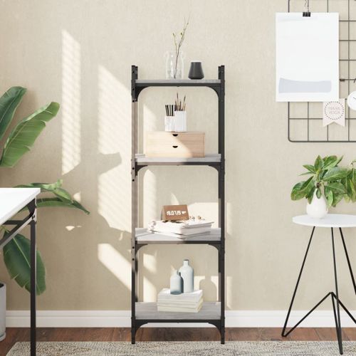 Vidaxl Bibliothèque À 4 Niveaux Sonoma Gris 40x30x120 Cm