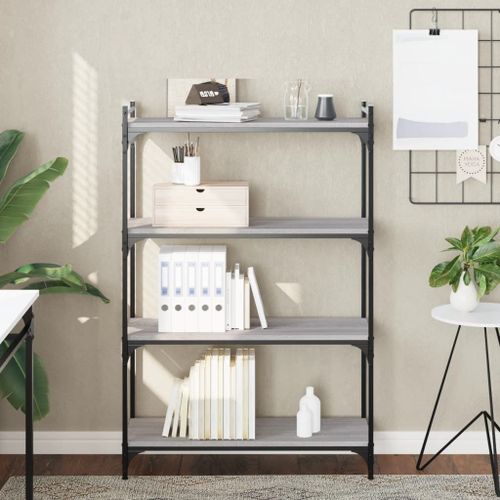 Vidaxl Bibliothèque À 4 Niveaux Sonoma Gris 80x30x120 Cm