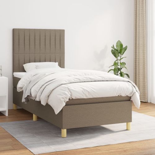 Vidaxl Lit À Sommier Tapissier Avec Matelas Taupe 100x200 Cm Tissu