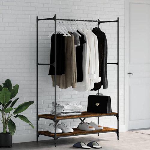 Vidaxl Porte-Vêtements Avec Étagères Chêne Fumé Bois D'ingénierie