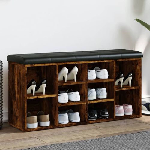 Vidaxl Banc À Chaussures Chêne Fumé 102x32x50 Cm Bois D'ingénierie