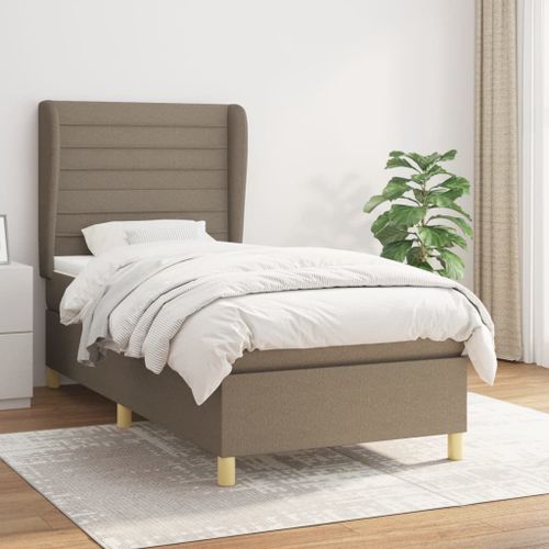 Vidaxl Lit À Sommier Tapissier Avec Matelas Taupe 100x200 Cm Tissu
