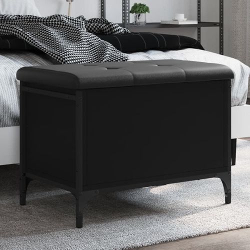 Vidaxl Banc De Rangement Noir 62x42x45 Cm Bois D'ingénierie
