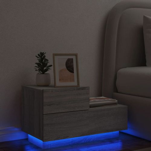 Vidaxl Table De Chevet Avec Lumières Led Sonoma Gris 70x36x40,5 Cm