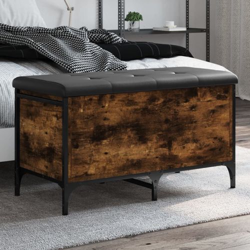 Vidaxl Banc De Rangement Chêne Fumé 82x42x45 Cm Bois D'ingénierie