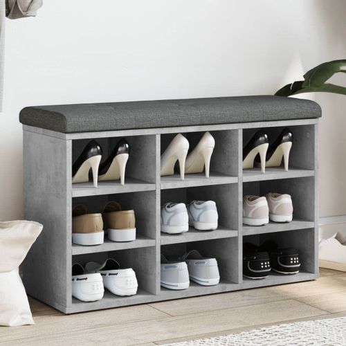 Vidaxl Banc À Chaussures Gris Béton 82x32x50 Cm Bois D'ingénierie