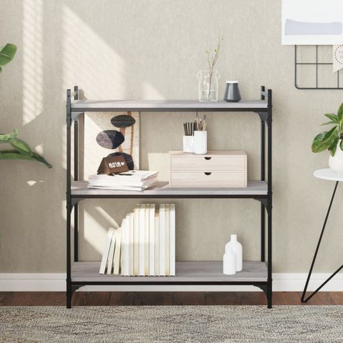 Vidaxl Bibliothèque 3 Niveaux Sonoma Gris 80x30x86cm Bois D'ingénierie