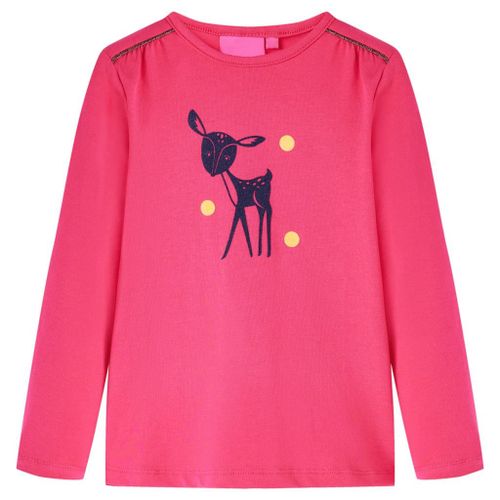 T-Shirt Enfants À Manches Longues Imprimé Cerf Rose Vif 116