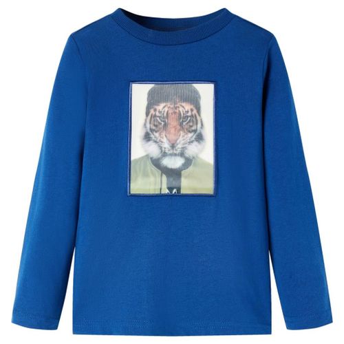 T-Shirt Enfants À Manches Longues Imprimé Tigre Bleu Foncé 92