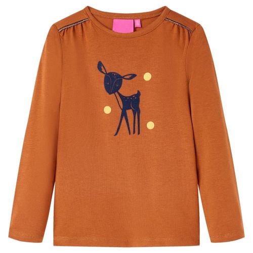 T-Shirt Enfants À Manches Longues Imprimé Cerf Cognac 128