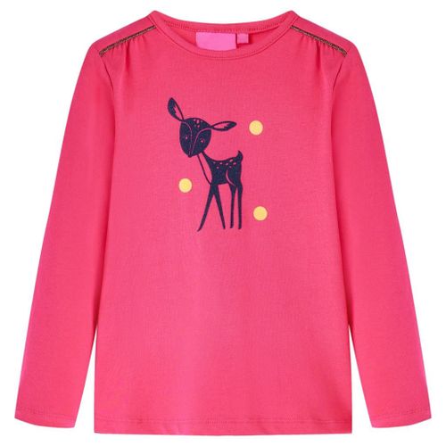 T-Shirt Enfants À Manches Longues Imprimé Cerf Rose Vif 140