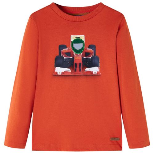 T-Shirt Enfant À Manches Longues Imprimé Voiture Course Orange 92