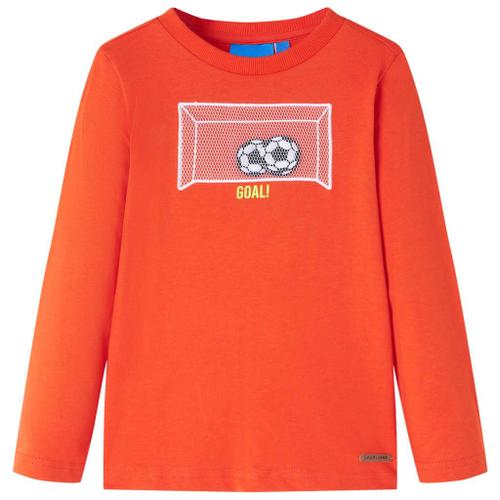 T-Shirt Enfants Manches Longues Design But De Football Orange Vif 104