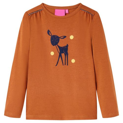 T-Shirt Enfants À Manches Longues Imprimé Cerf Cognac 140