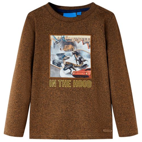 T-Shirt Enfant À Manches Longues Imprimé Dinosaure Mélange Cognac 92