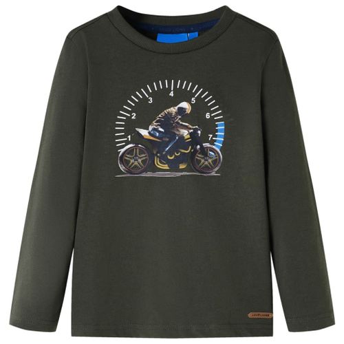 T-Shirt Enfants À Manches Longues Imprimé Motocyclette Kaki 116