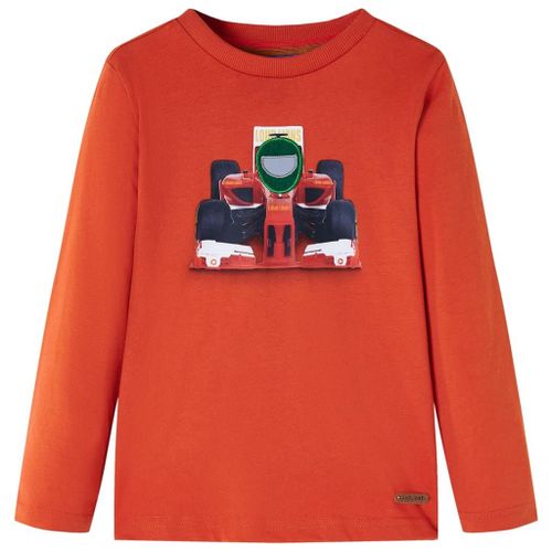 T-Shirt Enfant À Manches Longues Imprimé Voiture Course Orange 116