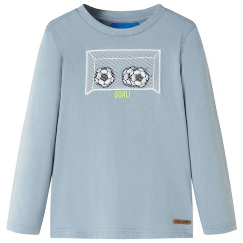 T-Shirt Enfants Manches Longues Design But De Football Bleu Clair 140