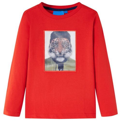 T-Shirt Pour Enfants À Manches Longues Imprimé Tigre Rouge 140