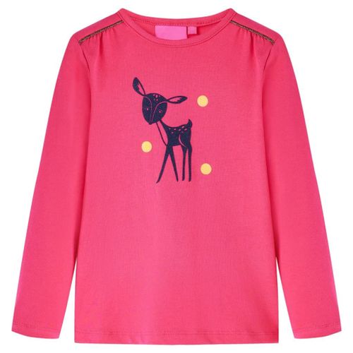 T-Shirt Enfants À Manches Longues Imprimé Cerf Rose Vif 104